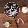 Leque Redondo Bordado Dupla Face, Design de Panda e Lótus, Especial para Hanfu, Versátil Leque de Dança Bordado de Suzhou, Leque Bordado à Mão Estilo Chinês para Sessão de Fotos