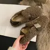 Primer Encuentro Temporada Zapatos de Piel Mujer Ropa Exterior de Invierno 2026 Nuevo Estilo Coreano Retro Suela Plana Mocasines Slip-on Mujer Algodón con Forro de Terciopelo