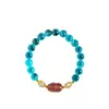 Pulseira Tecida à Mão Colorida de Ágata Coração de Açúcar Design Sensorial Pulseira Pixiu Cheia de Cristal de Morango para Mulheres