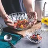 Bol de vidrio tazón de ensalada de frutas tazón de arroz transparente para el hogar estilo INS tazón grande tazón de postre platos creativos una generación de pelo