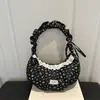 Outono de 2026 Nova Bolsa Feminina com Estampa Floral, Alça de Ombro Plissada, Laço de Renda, Design Artístico, Bolsa de Mão para o Trabalho, Venda por Atacado de Bolsas Femininas