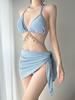 Traje de baño para mujer, estilo europeo y americano, con cadena de diamantes de pez, bikini triangular con tirantes, traje de baño sexy de tres puntos para vacaciones.