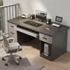 Mesa de computador moderna para uso doméstico, com fechadura, adequada para trabalho de escritório, design simples, ideal para chefes, funcionários de escritório e estudantes