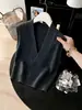 Chaleco de punto con cuello en V para mujer, estilo europeo, suéter base, otoño/invierno 2026