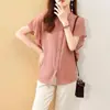 Blusa de Gasa Elegante Versátil Nueva de Verano con Mangas Acampanadas, Camisa de Color Sólido, Hermosa Blusa Suelta Delgada Adelgazante
