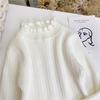 [em estoque] Suéter Básico para Meninas Outono e Inverno Novo Suéter de Tricô para Bebê Estilo Ocidental Gola Média com Borda de Orelha Estilo Coreano Infantil