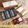 Mini Caja de Pinturas de Acuarela, Caja de Madera de Nogal, Cuaderno Portátil, Set de Bocetos y Colorear, Bloc de Dibujo de Viaje