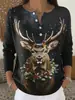 Sudadera de Punto con Cuello en V, Botones y Mangas Largas, Estilo Nuevo Transfronterizo, Otoño e Invierno, Suéter con Estampado de Moda Personalizado para Mujer