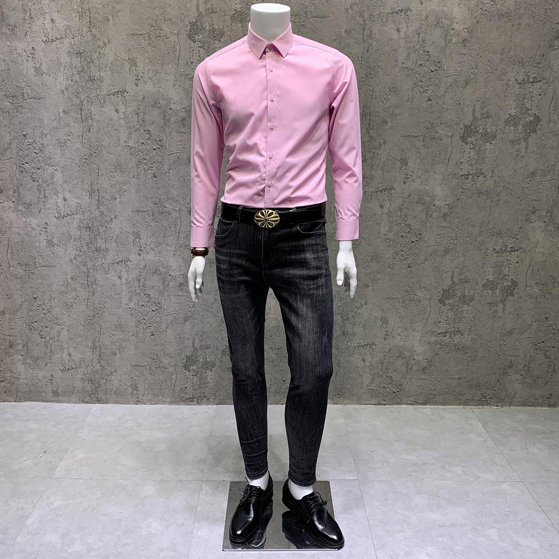 NS101纯色长袖衬衫 粉色 (9).JPG