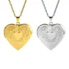 Caja de fotos abierta con forma de corazón de acero inoxidable collar con colgante de acero de titanio marco de fotos con colgante con forma de corazón chapado en oro de 18 quilates