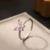 Anillo de Mariposa Amor Nuevo Transfronterizo Completo de Diamante para Mujer Anillo de Zirconia de Color Abierto Ajustable de Gama Alta Venta al por Mayor