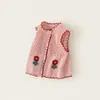Suéter feminino 2026 outono novo estilo colete fofo para meninas pequenas, suéter de tricô estiloso para meninas