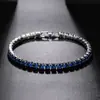 Transmissão ao Vivo Transfronteiriça Europeia e Americana Joias de Moda Full Diamond Zircônia Redonda 4mm Pulseira Colorida Estrelada para Mulheres Joias de Cobre