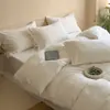 Juego de cama casual de cuatro piezas, funda nórdica jacquard de algodón puro, sábana, adecuado para todas las estaciones, ropa de cama blanco puro, sábana bajera de algodón puro