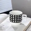 Taza Geométrica Estilo Rayas Redondas Escandinavas Taza de Agua para Oficina Taza de Pareja Taza de Café Taza de Té Taza Apilable de Cerámica