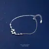 Pulsera de plata pura S999 con microincrustaciones de pequeñas perlas de circonita cúbica para mujer, diseño de empalme geométrico, joyería única y de lujo ligero