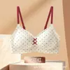 Lencería para niña estilo rústico, estampado floral de puro deseo, moño de color contrastante, copas pequeñas con push-up, soporte lateral para el busto, sujetador cómodo sin aros