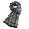 Bufanda de Cuadros Negra y Gris Estilo Británico para Hombre, Cálida Gruesa de Invierno Versátil, Mezcla de Lana Cuadros Estilo Masculino