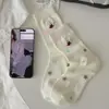 Calcetines Largos de Moda para Mujer, Frescos y Transpirables para Verano, No Asfixiantes, Algodón Antibacteriano, Calcetines sin Costuras de Media Pantorrilla, Calcetines Blancos con Dibujos Animados