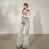 Pantalones Acampanados Sueltos de Cintura Baja Yc& Estilo Retro Americano Desgastado con Efecto de Caída, Jeans Versátiles de Otoño e Invierno para Mujer, Nuevo Estilo