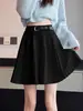 Falda midi plisada de lana tejida blanca para mujer, adecuada para primavera y otoño, falda de línea A de cintura alta que acentúa las caderas, combinada con botas largas o usada como falda corta