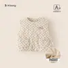 Roupa Infantil Bangxuan Estilo Coreano Poá Roupa de Outono Top para Menina Roupas com Toque de Algodão Cardigã para Menina Colete Sem Manga Infantil