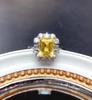 Transmisión en Vivo Bienestar Anillo de Mujer Diamante Amarillo Corte Esmeralda Rectangular Color Topacio Imitación Anillo Tesoro de Apertura
