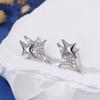 Pendientes de Estrella de Cuatro Puntas Micro-Pavimentados con Circonita de Diseño Sencillo para Mujer Pendientes Pequeños de Moda Transfronterizos Europeos y Americanos Fábrica de Origen