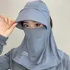 Sombrero de Sol de Verano para Mujer, Máscara Integrada de Hielo y Seda para Proteger del Sol, Protección para el Cuello, Anti-UV, Transpirable, Ala Ancha, Sombrero de Sol de Copa Abierta