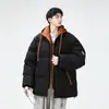 Abrigo acolchado de algodón a cuadros dorados para hombre, invierno, falso dos piezas, abrigo acolchado de algodón, abrigo acolchado de algodón, engrosado, marca de moda, ropa de invierno para pareja