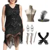 Tallas Grandes S-4XL Ropa para Mujer Estilo Retro de los Años 20 Gatsby Vestido con Lentejuelas y Flecos Fiesta Reunión Anual Fiesta Vestido de Noche