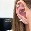 Pendientes de Diamante Lindos Meow Noni Corazón Pendientes de Acero de Titanio Pendientes Lindos de Lazo para Mujer Clavos para Cartílago