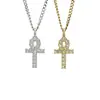 Collar Transfronterizo Europeo y Americano Hip-Hop Anhe Key Completo de Diamante Cruz de Acero de Titanio Cadena para Suéter Hiphop Moderna y Elegante para Hombre