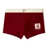 Ropa Interior Roja de Angora para Hombre para el Año de Nacimiento, Celebración de Boda, Estilo de Algodón Puro, Año Nuevo del Caballo, Nuevos Boxer Briefs, Calzoncillos de Año Nuevo