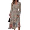 Vestido ajustado con cuello en V y manga larga para mujer, primavera y otoño 2024, con estampado de Amazon Cross-border, disponible en Europa y América.