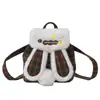 Mochila Fofa com Orelhas de Coelho Bolsa Pequena 2026 Novo Design Bolsa de Mão Versátil Mochila Pequena Patchwork Quadriculada para Mulheres