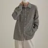 Camisas a cuadros para primavera y otoño para hombres y mujeres, camisas casuales holgadas de manga larga con cuello, prendas de abrigo de moda estilo coreano