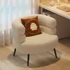 Sofá Individual de Lana de Cordero Minimalista Moderno Nórdico Miola Diseñador Lujo Ligero Sala de Estar Balcón Apartamento Pequeño Blanco