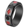 Anillo giratorio de acero de titanio para póquer de gran venta para hombre, creativo, negro y rojo, ciruela, cuadrado, de transferencia, pulsera en stock
