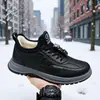 Tênis de Cano Alto de Algodão Masculino, Novo Estilo de Inverno, Forrado com Lã e Espessado para Aquecimento, Botas de Neve Casuais Masculinas à Prova de Frio