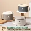 Tazón grande de acero inoxidable para fideos con tapa, lonchera con drenaje de agua, lonchera portátil aislada para oficinistas