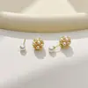 Pendientes de Flor de Perla y Zirconia Brillante Estilo Coreano Frescos y Modernos Estilo Ins, Diseño de Nicho, Pendientes de Lujo Ligero de Alta Gama