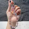 Nuevo colgante de cadena para teléfono con cuentas de cristal y llavero de circonita de mariposa, cadena para teléfono de bola de diamante de arcilla al por mayor