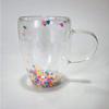 Vaso de arena movediza de vidrio de doble capa, vaso de lentejuelas de doble capa de vidrio de borosilicato, taza para leche para el desayuno, taza para café, vaso para beber de uso doméstico