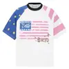 Yipinjia Original Tendência Chinesa Retrô Americano Cor Blocada Manga Curta Camiseta Design de Verão Nicho Unissex Top