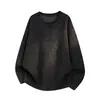 Camiseta base para hombre, nueva sudadera de punto grueso para otoño e invierno, cuello redondo, ajuste holgado moderno, talla grande, camiseta de manga larga de color liso