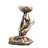 Flor de Loto de Latón Puro Buda Guanyin Mano Quemador de Incienso de Flujo Inverso Portainciensos Vintage Adorno Decorativo de Mesa Mascota de Té Artesanía