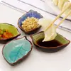 Folhas Cerâmica Prato Pequeno Cozinha Multi-uso Tempero Prato Gelo Cracking Glaze Tempero Molho Vinagre Talheres