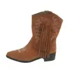 Botines Merlot 2026 para Mujer Borlas Botas Vaqueras Occidentales Bordado Tacón Grueso Elevadores Botas Martin Retro Botas de Caballero para Mujer