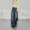 Jeans Retrô Americano de Cintura Alta para Mulheres, Novo Outono e Inverno 2025 Calças Largas Retas